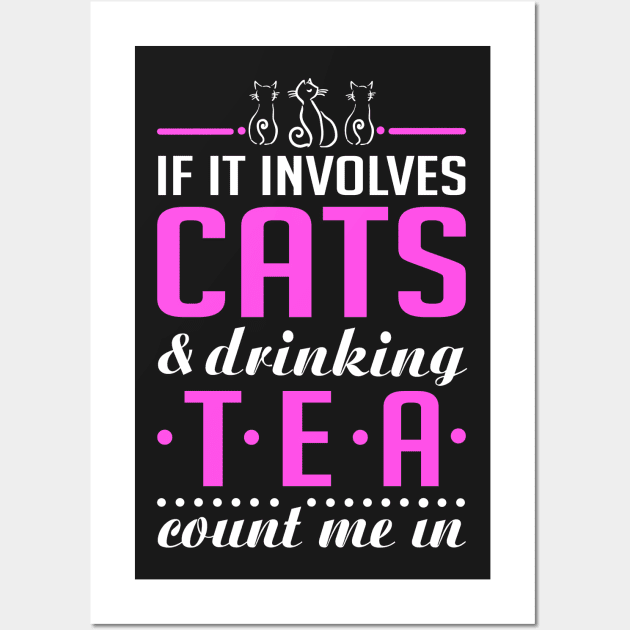 Cats and Tea Funny Wall Art by KsuAnn